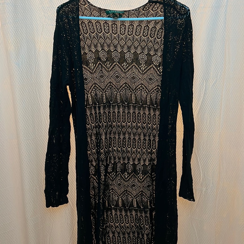 COPY - Long black knit shawl Ralph Lauren